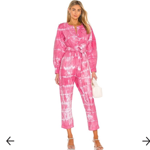 NWT LOVESHACKFANCY Sonoma Stretch Cotton Paca Tie Dye Jumpsuit Size 0 - Picture 1 of 9